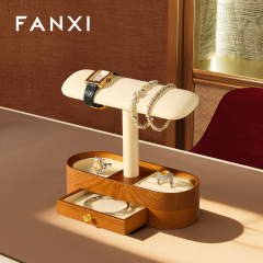 FANXI factory black beige Wooden Microfiber fashion jewelry holder