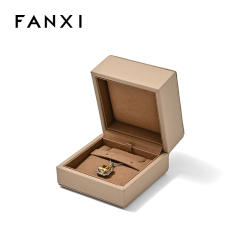 FANXI Custom Coffee Color PU Leather Earring Box