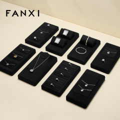 New design black microfiber jewelry display set for ring pendant bangle