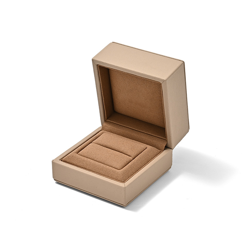 FANXI Custom Coffee Color PU Leather Microfiber Ring Box