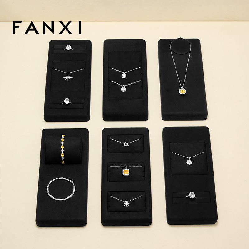 New design black microfiber jewelry display set for ring pendant bangle
