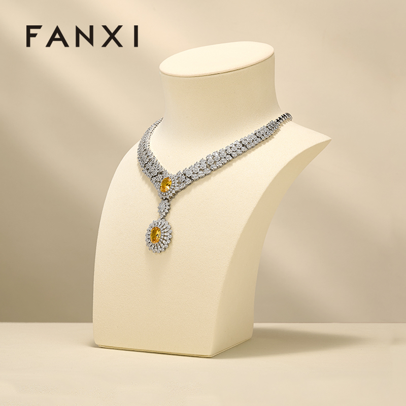 FANXI Luxury Beige Microfiber Jewelry Combination Set