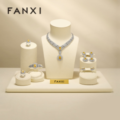 FANXI Luxury Beige Microfiber Jewelry Combination Set