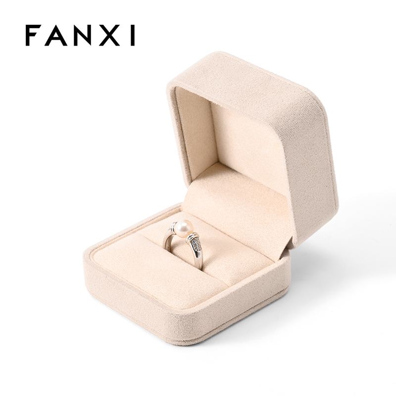 FANXI Custom Beige Suede Ring Box