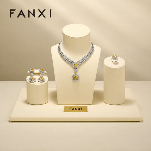 FANXI Luxury Beige Microfiber Jewelry Combination Set
