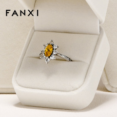 FANXI Luxury Off-white Long Plush Velvet Jewellery Box