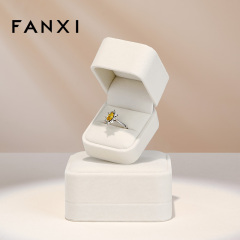 FANXI Luxury Off-white Long Plush Velvet Jewellery Box