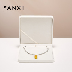 FANXI Luxury Off-white Long Plush Velvet Jewellery Box