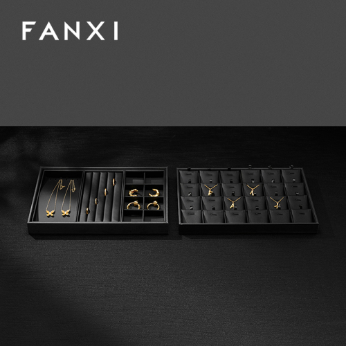 FANXI Fashion Black PU leather Jewelry Display Plate