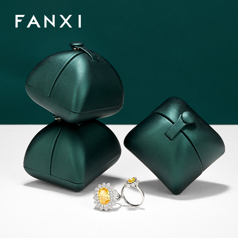 FANXI wholesale green leather jewelry packaging boxes
