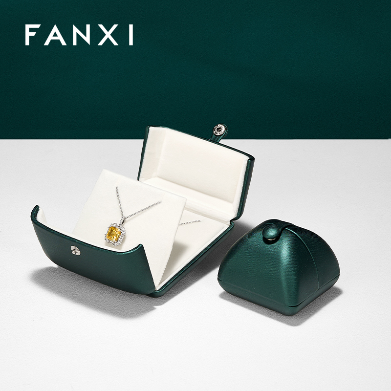 FANXI wholesale green leather jewelry packaging boxes