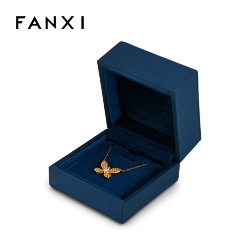 FANXI Custom Blue PU Leather Velvet Pendant Box
