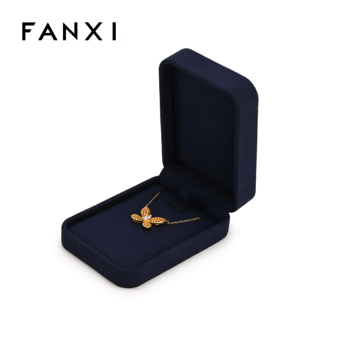 FANXI Custom Dark Blue Microfiber Pendant Box