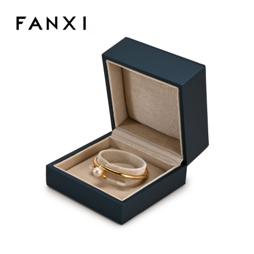 FANXI Custom Blue PU Leather Velvet Jewelry Box