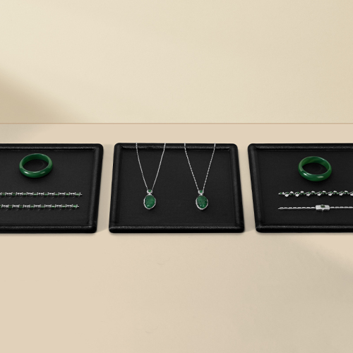 FANXI Luxury Black Microfiber Jewelry Display Tray