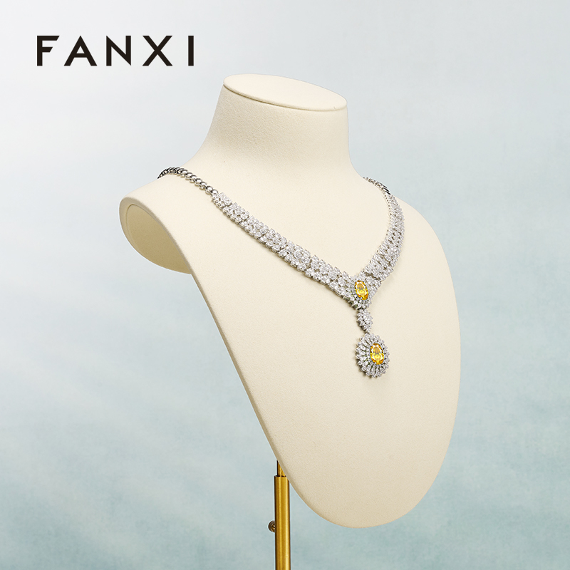 Fanxi luxury beige jewelry ring display sets for jewellery