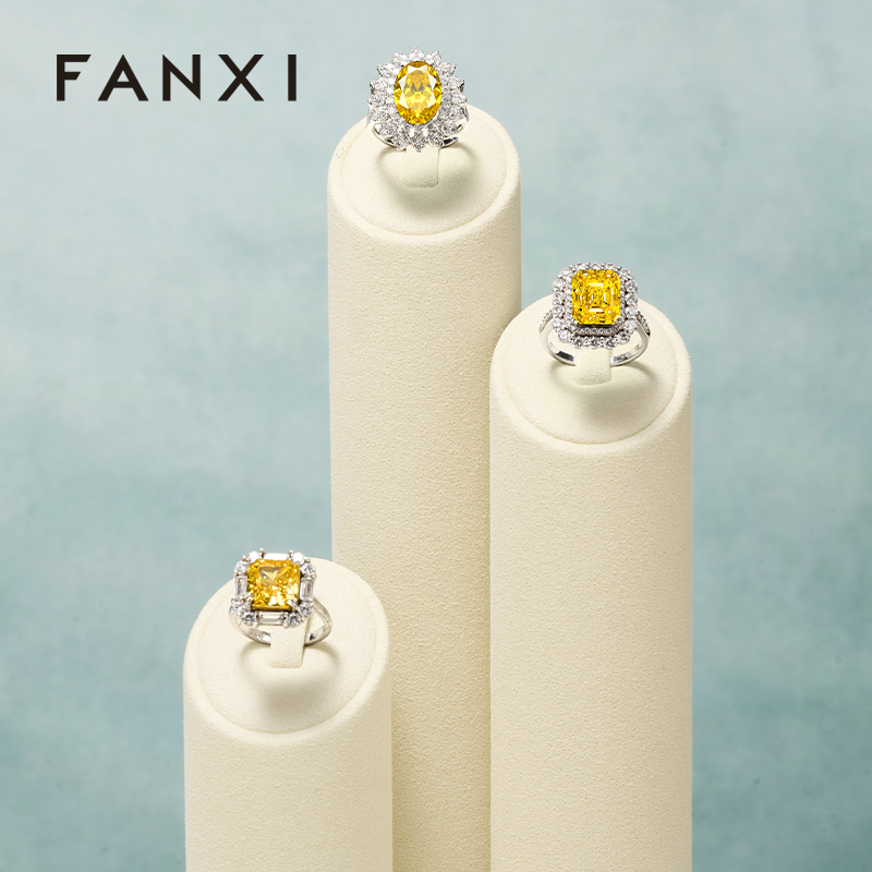Fanxi luxury beige jewelry ring display sets for jewellery
