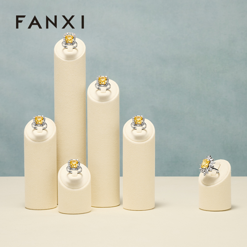 Fanxi luxury beige jewelry ring display sets for jewellery