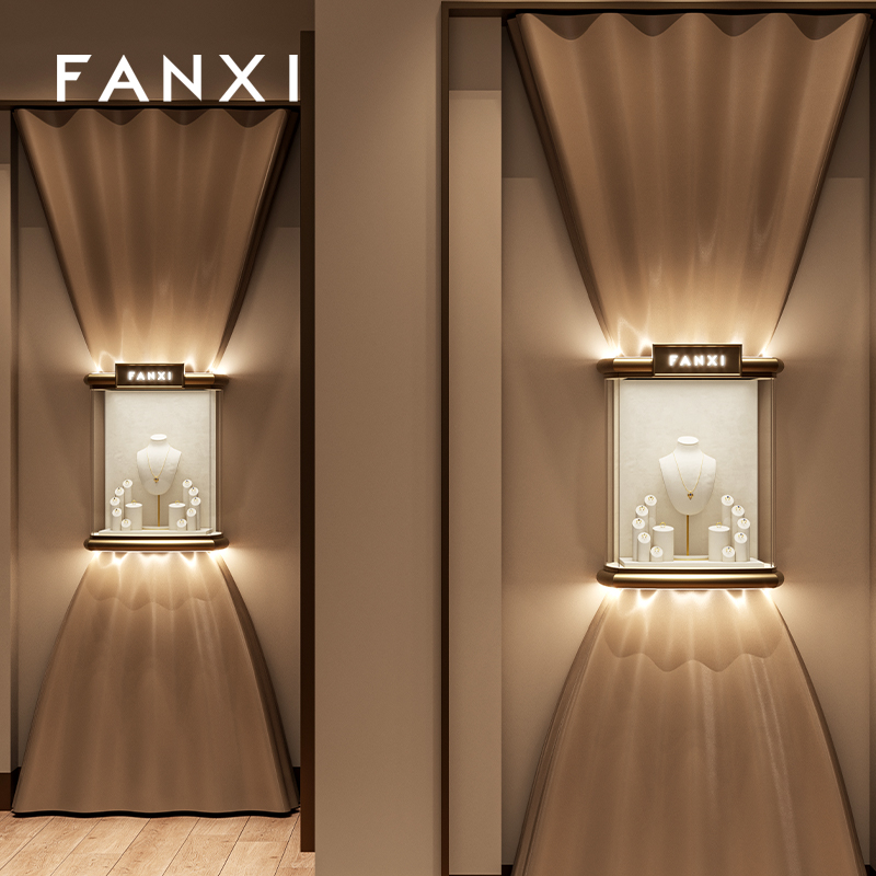 Fanxi luxury beige jewelry ring display sets for jewellery