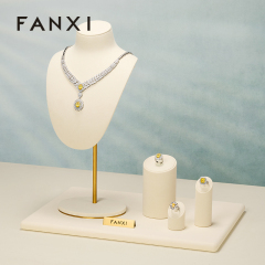 Fanxi luxury beige jewelry ring display sets for jewellery