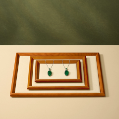 FANXI Luxury Beige Grey Microfiber Wooden Jewelry Display Tray