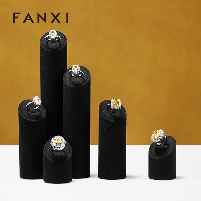 FANXI Luxury Black Metal Microfiber Jewelry Display Sets