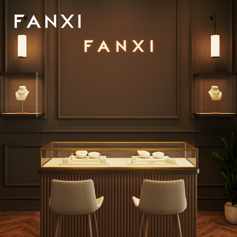 FANXI Luxury Beige Microfiber Jewelry Display Set