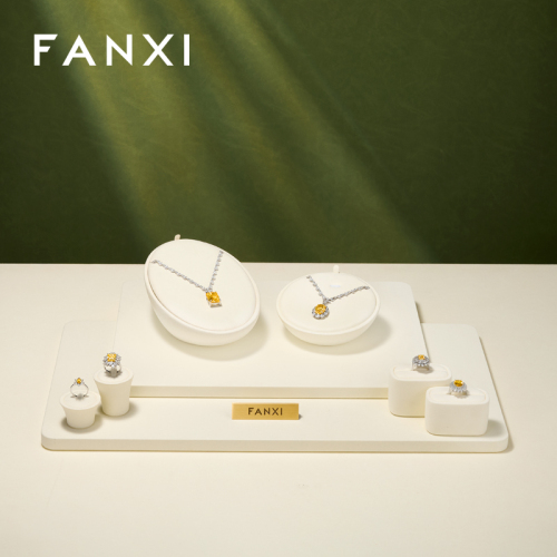 FANXI Luxury Beige Microfiber Jewelry Display Set