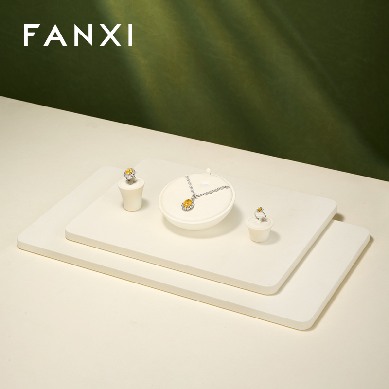 FANXI Luxury Beige Microfiber Jewelry Display Set