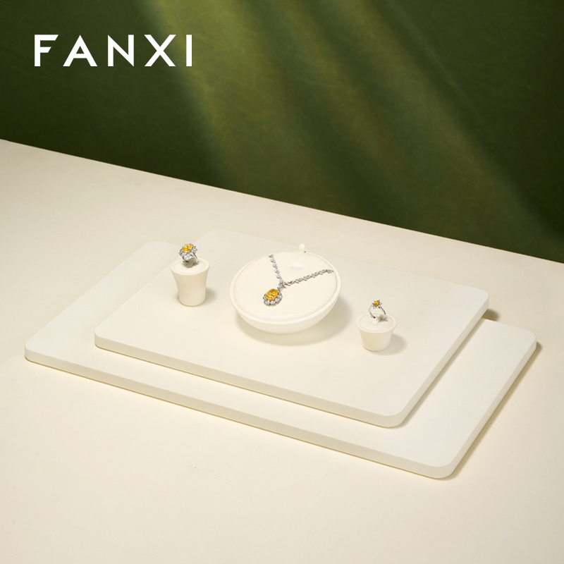 FANXI Luxury Beige Microfiber Jewelry Display Set
