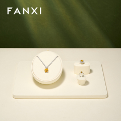 FANXI Luxury Beige Microfiber Jewelry Display Set