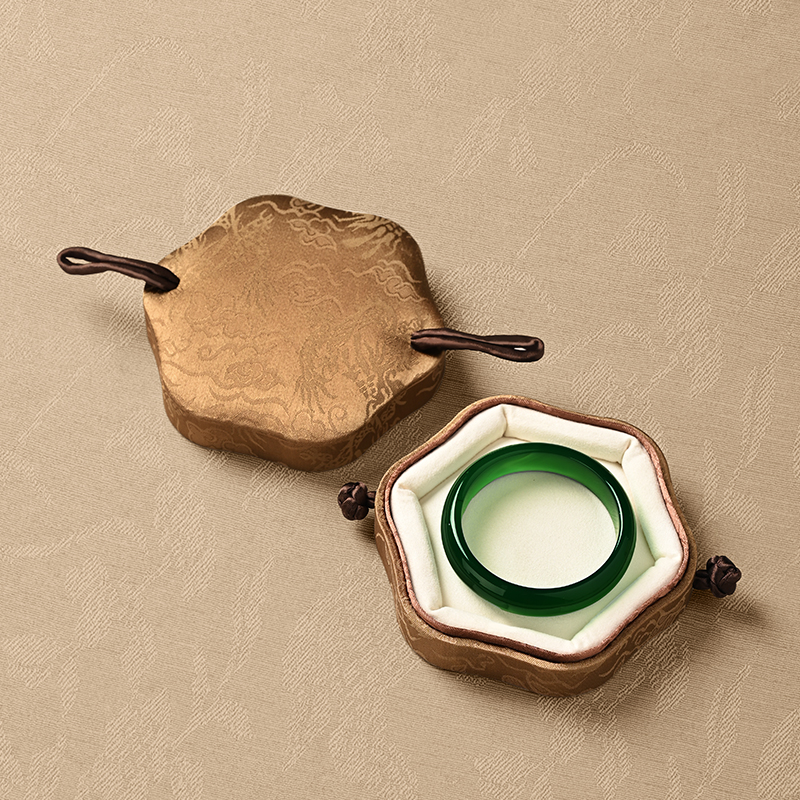FANXI Fashion Camel Color Brocade Velvet Bracelet Box