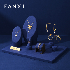 FANXI Wholesale Blue Microfiber Jewelry Display Set