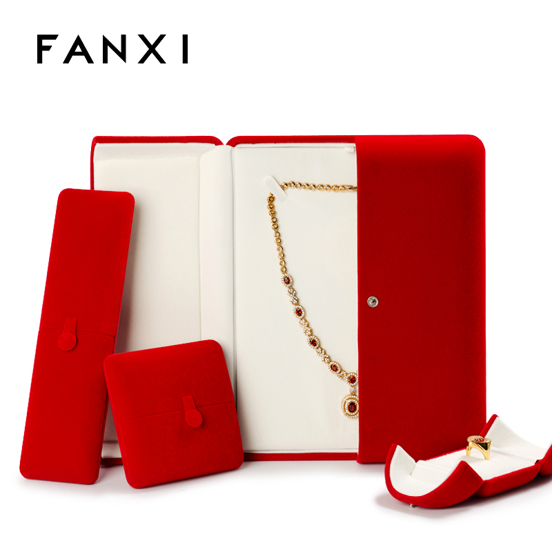 FANXI Wholesale Red Velvet Double-open Jewelry Box