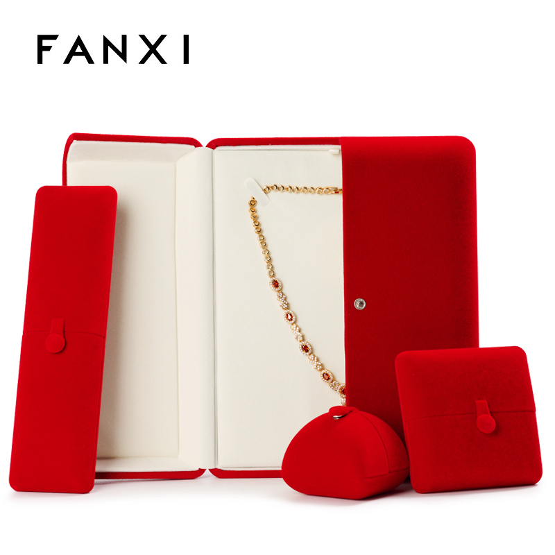 FANXI Wholesale Red Velvet Double-open Jewelry Box