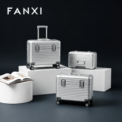 FANXI Luxury Silver Alloy Velvet Jewelry Rolling Case