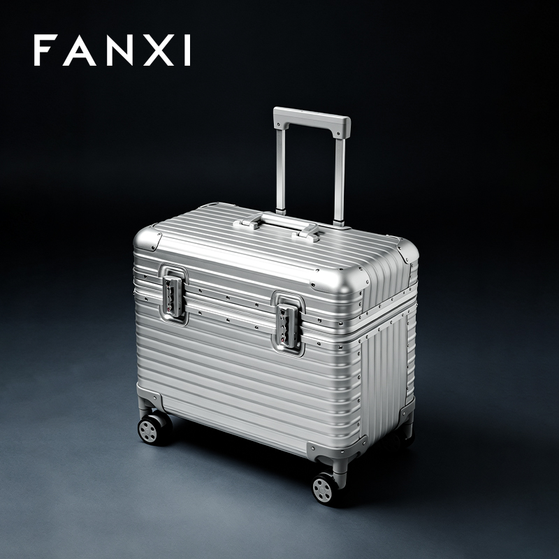 FANXI Luxury Silver Alloy Velvet Jewelry Rolling Case