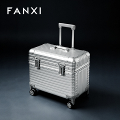 FANXI Luxury Silver Alloy Velvet Jewelry Rolling Case