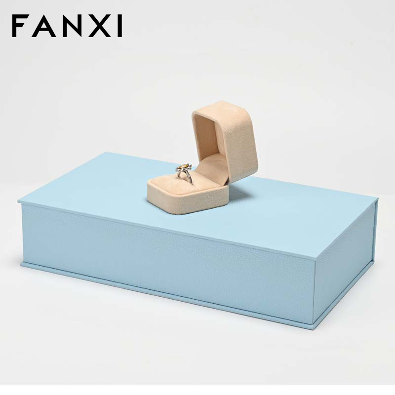 FANXI Custom Blue Paper Suede Magnetic Box