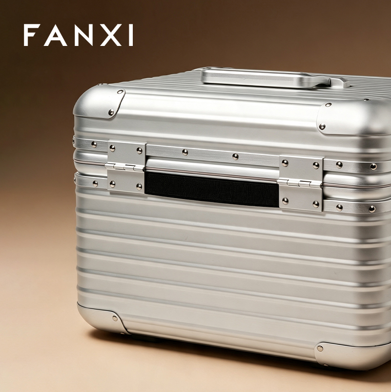 FANXI Portable Silver Alloy Velvet Rolling Jewelry Case