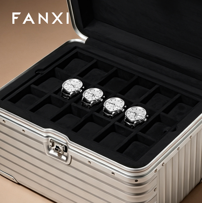 FANXI Portable Silver Alloy Velvet Rolling Jewelry Case