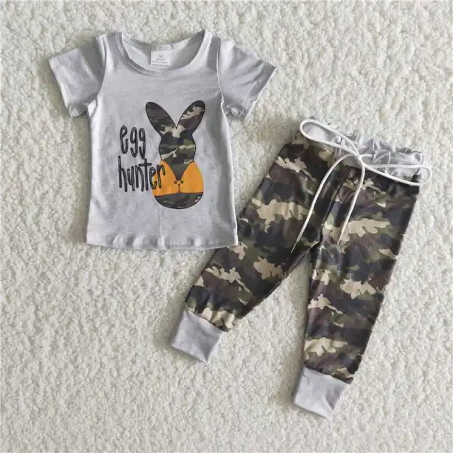 Easter Boy Sets Camouflage Rabbits Elasticated Trousers