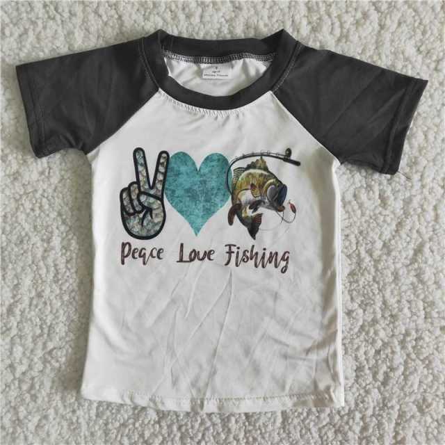 Peace Love Fishing Short Sleeve Boy T-shirt