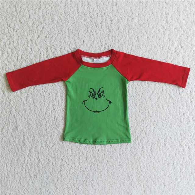 Christmas Grinch Red And Green Long Sleeve Boy Top