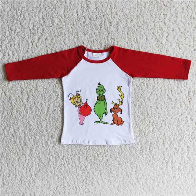 Christmas Grinch Print Long Sleeve Boy Top