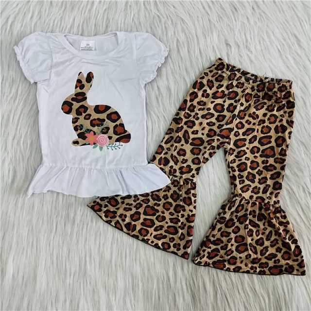 Easter bunny leopard flared pants bunny