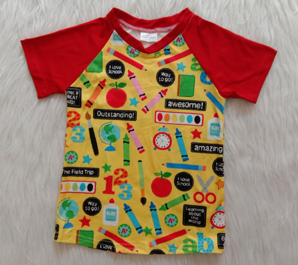 Back To School Pencil Stationery Short Sleeve Boy T-shirt