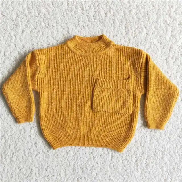 Pocket yellow autumn and winter sweater