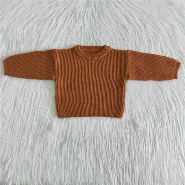 Solid brown autumn and winter sweater