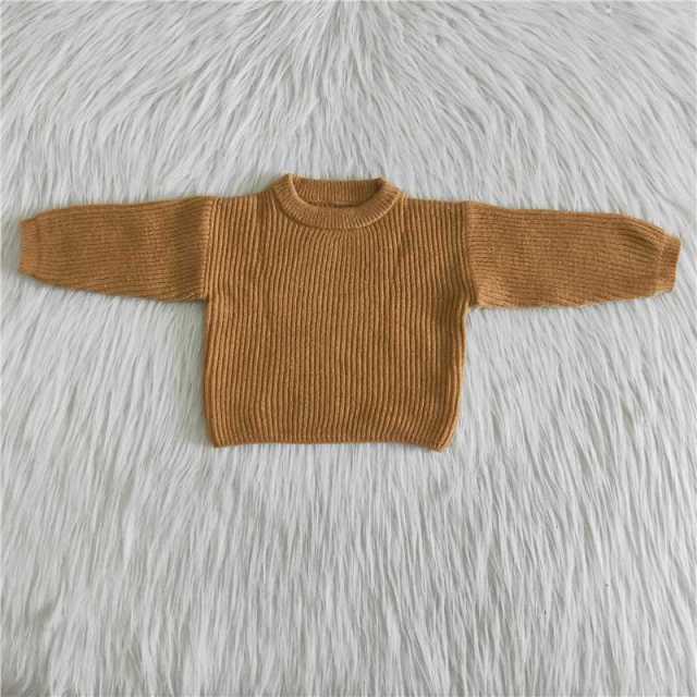 solid brown autumn and winter sweater